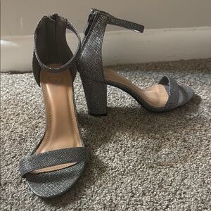 Windsor Silver Block Heels with Spark exterior